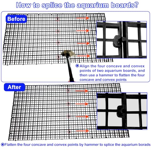 Adjustable Aquarium Fish Tank Divider Filter Bottom Plastic Grid Fish Tank Isolation Board Egg Crate Tray((Black, 4pcs 11.8X11.8Inch with 0.35Inch Hole) - color: Black, size: 4pcs 11.8X11.8Inch with 0.35Inch hole