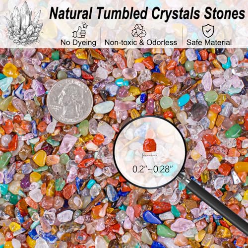Chakra Crushed Stone Crystal Chips Bulk 0.88 Lb, Tumbled Healing Gemstones Rocks Quartz Pieces Irregular Shaped Decorative Vase Fillers Aquarium Gravel Rocks - color: Chakra, size: 0.88 LB