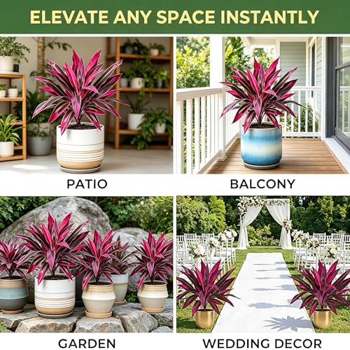 2PCS Artificial Boston Fern & Dragon Tree Plants, Large Realistic Faux Plants for Indoor & Outdoor Decor, Lifelike Greenery for Patio, Garden, Balcony & Home Decoration(6pcs) - color: 6pcs