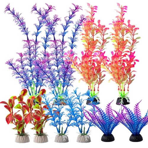 COMSUN 25 Pack Artificial Aquarium Plants, Small Size 4 inch Approximate Height Fish Tank Decorations Home Décor Plastic Blue - color: Blue