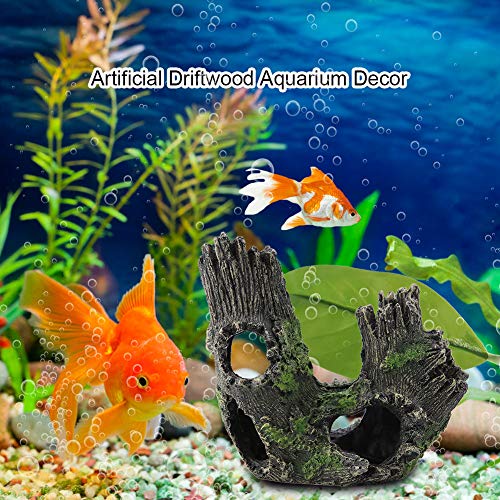Tyenaza Aquarium Driftwood Decoration, Driftwood Resin Crafts Ornament for Aquarium Decoration Fish Tank Wood with Holes & Aquarium Caves Fish Tank Wood Decor(ST-004B) - color: St-004b