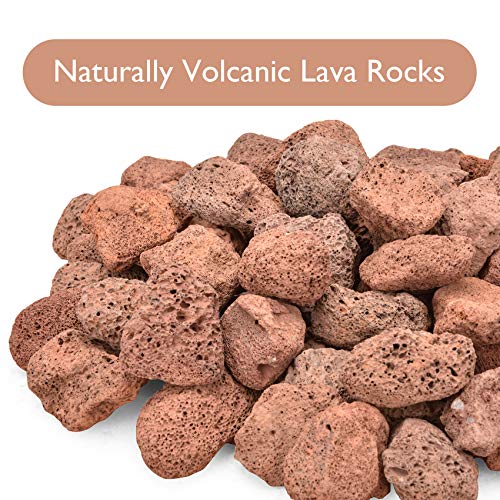 Skyflame 10LB Lava Rocks for Fire Pits, Fire Tables, Fireplaces, Garden Landscaping Decoration, Indoor and Outdoor Use, 1"-2" Natural Sizes, Red - color: Red, size: 1" - 2"