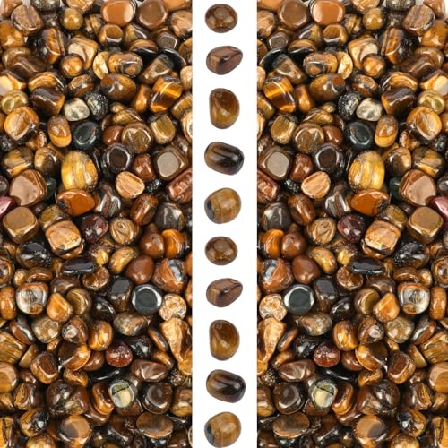 gemshan 2lb Tiger's Eye Chips Natural Crushed Crystal Chip Bulk 7mm-9mm Tumble Healing Crystal Stone for Aquarium Vase Plant Decoration - color: Tiger's Eye