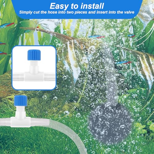 Psyqtsuary Aquarium Air Valve, 10 Pcs Aquarium Air Pump Control Valves T Shaped Single Way Plastic Air Flow Control Regulator Aquarium Air Pump Accessories for Fish Tank 3/16" ID Tubing (Blue White) - color: Blue, White