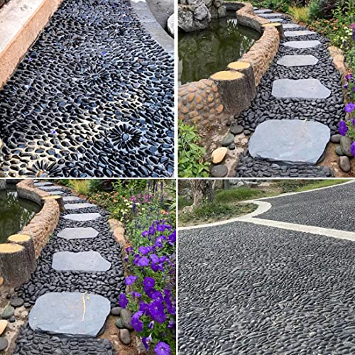 1-2.2 Inch High Decorative Black River Rocks, 5LB Polished Stones, Pebbles for Landscaping, Fish Tank, Garden, Vase Filling Pebbles, Outdoor Decorative River Rocks - size: 5LB, style: Black