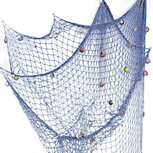 Rosoz Nautical Decorative Fishing Net, Sea Theme Fish Net Decor for Party/Wall Decoration Background,Blue,79inch x 59inch - color: 1pack Blue