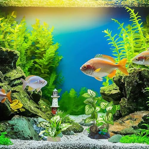ONEST 3 Pieces Aquarium Decorations Aquatic Water Grass Foreground Ornament Set Fish Tank Artificial Plastic Plants Decorations for Fish Tank - color: 3 Pieces