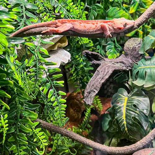 HERCOCCI 5 Pack Reptile Plants, Terrarium Hanging Plants Vines Artificial Leaves Habitat Decorations with Suction Cup for Bearded Dragon Hermit Crab Lizard Snake Geckos Chameleon - color: 5 Pack