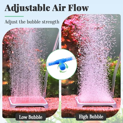 hygger Aquarium Air Stone, 2.44 Inch Nano Air Stone Make Super Tiny Bubble, Ultra Quiet Dissolved Oxygen Diffuser Small Airstone with Stainless Steel Base for Aquarium, Fish Tank & Hydroponic, Square - size: 2.44 Inch