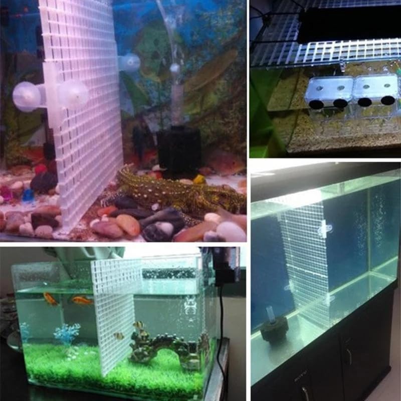 Adjustable Plastic Grid Panel for Fish Tank Divider, 11.8 x 11.8 Inch, 8 Pcs - Interlocking Design for Aquarium Separation, Reptile Basking and Plant Support(White) - color: White
