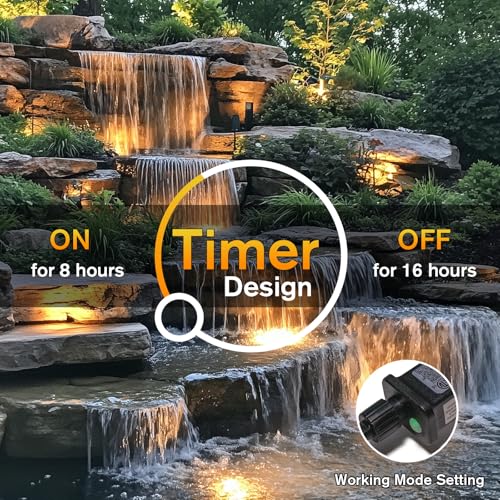 POPOSOAP Pond Lights 4-in-1 Warm White, Underwater Pond Lights with Timer/ IP68 Waterproof Submersible LED Fountain Lights for for Pond Waterfall Fountain Aquarium Garden Patio Pool(Set of 4)-P64H - size: 4 Warm White Lights- Corded Electric