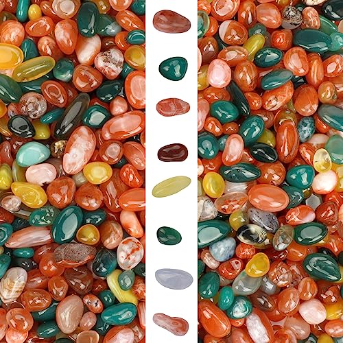 gemshan 2lb Agate Chips Natural Crushed Tumbled Stone Bulk 7mm-9mm Healing Stone for Aquarium Vase Plant Decoration Jewelry DIY (Colorful agate) - color: Colorful agate