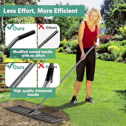 Lawn Leveling Rake 45"x10", Heavy Duty Rakes for Lawns with Anti-Rust Coating & Adjustable Handle, Effort-Saving Lawn Leveler for Yard Garden Farm Golf Course Lawn Care