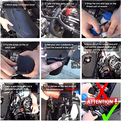 RULLINE Universal 350ml Oil Catch Can Tank 0046 Aluminum Polish Baffled Reservoir Black Upgraded Braided Hose - color: Black, size: Basic version