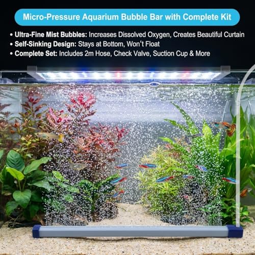 13.8 Inch Aquarium Bubble Strip, Bubble Curtain Wall Aquarium Air Stone Kit, Quiet Oxygen Diffuser, Fish Tank Bubbler Decorations for Freshwater Saltwater - size: 13.8 Inch