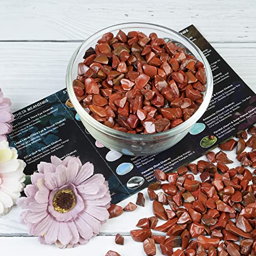 Crocon 1/2 LB Crushed Red Jasper Chips Bulk Stones 1100+ Carats Natural Quartz Pieces Irregular Shape Gemstones for House Warming Gifts New Home and Chakra Healing Crystals Home Décor Gifts for Women - color: Red Jasper Chips, size: 1/2 Pound