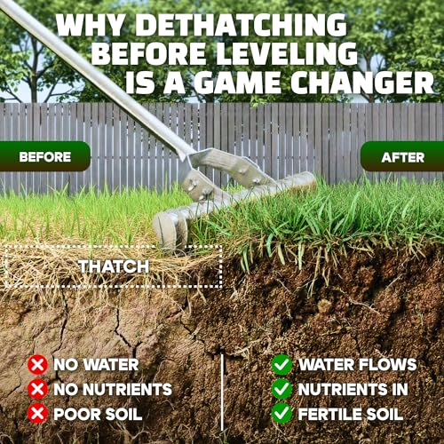 Oris Garden® Lawn Leveling Rake 30 inch - Ground Leveler for Yard, Sand, Soil, Grass - Dirt Leveling Tool, Heavy Duty Stainless Steel rakes for Golf, Grading, Gravel (30" Leveling + Thatch Rake) - style: 30" Leveling + Thatch Rake