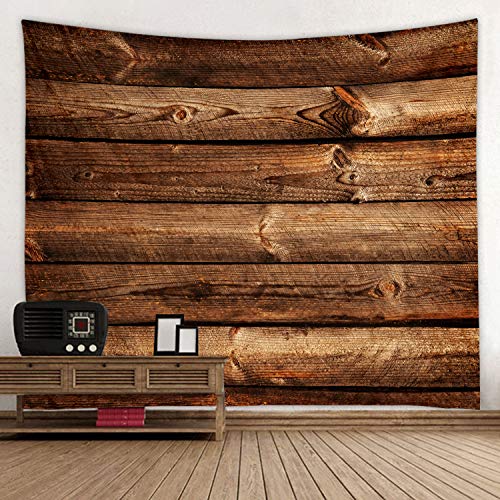 WODEJIA Fabric Tapestry Decorative Wall Art Tablecloth Bedspread Picnic Blanket Beach Throw Blanket for Bedroom Hall Dormitory Living Room Hanging 91 x 71 Inches Brown Wooden Wall Print - color: Brown Wooden Wall, size: 91"L x 71"W