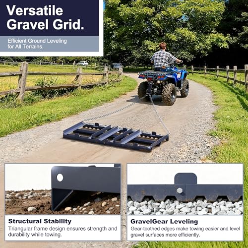 6FT Drag Harrow Driveway Grader, Heavy Duty Tow Behind Landscape Rake for for ATV, UTV, Tractor, Specially Designed for Smooth and Even Leveling, Lawn Leveling Rake, Land Leveling - size: 6FT