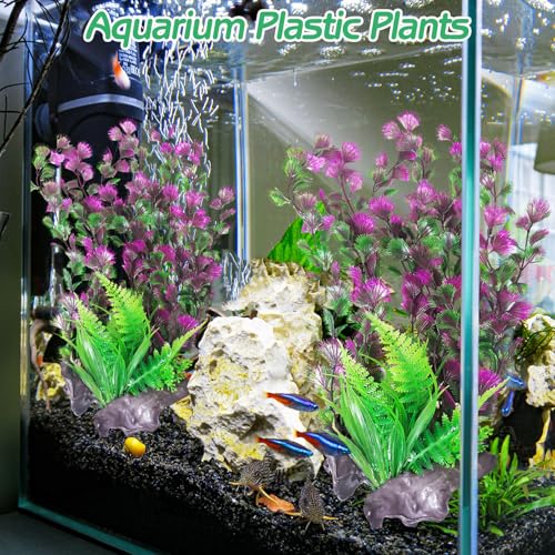 Hamiledyi Aquarium Plastic Plants Aquarium Decor Artificial Fish Tank Plants Lifelike Tall Fish Tank Decorations Aquarium Plant Suitable for Saltwater and Freshwater 15.7in 2pcs - color: B*2 Pcs, size: 15.7 in