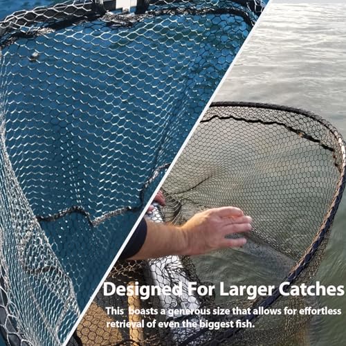 Rubber Coated Replacement Fishing Net Hook Resist for Landing Net, 24" to 36" Deep Net for Larger Catches - size: S:20.5"Dia.-24"Depth-66"Circumference