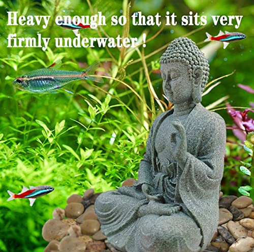 livelyfish Fish Tank Buddha Statue Handmade Japanese Aquarium Decoration Heavy-Duty Peace Hand Meditation Buda Sculpture for Aquarium Fish Tank Home Decor, Large-B - size: B