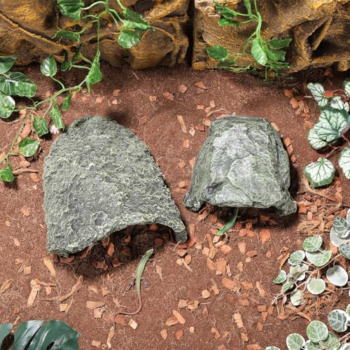 IBWell 9.1 Inch Reptile Hides Resin Tortoise Hideout for Hiding and Basking Aquarium Rock Caves for Snake Bearded Dragon Fish Lizard