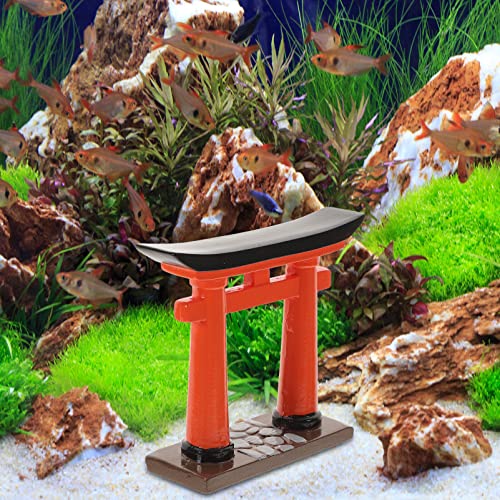 STOBOK Japanese Torii Gate Miniature Shrine Fairy Gardens Decor Zen Garden Japan Torii Gate Prop Altar Shelf Bridge Landscape Ornament for Aquarium Fish Tank Decor