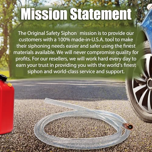 The Original Safety Siphon 6 Foot Hose For Gasoline And More - 1/2" Valve Siphon Pump - Use for Cars, Boats, Mowers - Self Priming Pump Transfers 3.5 Gallons per Minute - FDA Food Grade for Home Brews