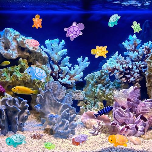 15pcs Luminous Mini Resin Turtles, Cute Tiny Turtle Figurines Glow in The Dark, for Fairy Garden Accessories, Cake Topper, Ocean Animal Theme Decor, DIY Outdoor Micro Landscape, Hidden Game - style: Turtle