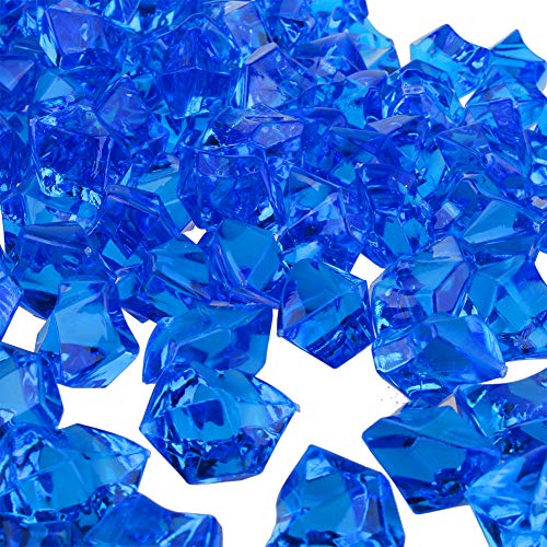 PMLAND Clear Fake Ice Rocks – 550 Pcs Large Royal Blue Acrylic Gems Crushed Plastic Diamonds, 3 Lbs / 2.25 Quarts Bulk Vase Filler for Centerpieces Wedding Theme Décor Aquarium Table Scatter - color: Royal Blue