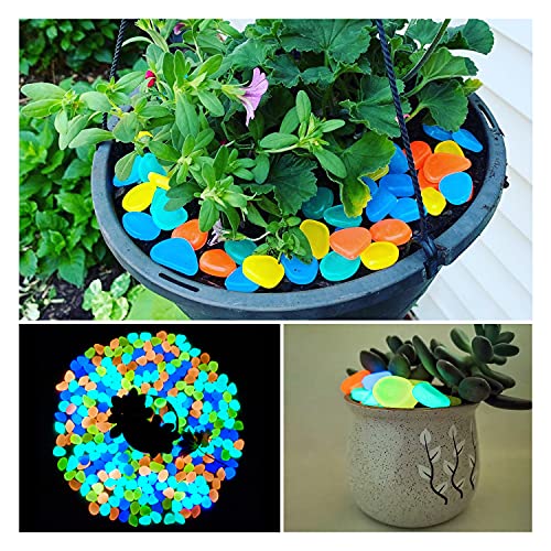 NAMTSO Glow in The Dark Rocks Outdoor, 500 pcs Multicolor Solar Rocks for Landscaping, Outdoor Decor Glow in The Dark Stones, Glowing Pebbles for Garden Backyard Patio Lawn Fish Tank Aquarium Decor - color: Multi