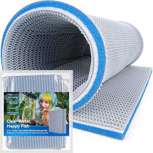 Borlech 8-Layer Fast-Acting Aquarium Filter Pad - Cut-to-Size Aquarium Floss Media for Fish Tank, Pond, Sump - Fast Water Polishing in Hours (19.7"x15.75"x0.6") - size: 19.69"x15.75"x0.6" (1 Pack)