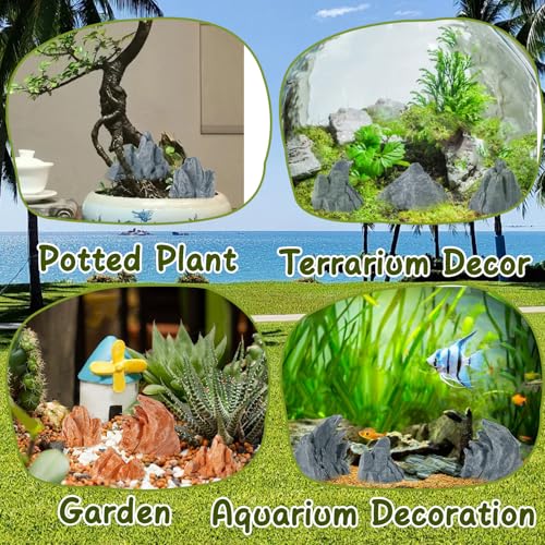 Warmtree 10 Pcs Simulation Rockery Diorama Rocks Stone for Diorama Supplies Miniature Terrain Fairy Garden Zen Garden Accessories Terrarium Decor Tank Aquarium Decoration (Grey) - color: Gray