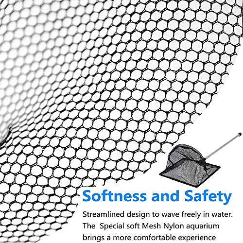 Fish Net for Fish Tank, Fine Mesh Aquarium Net with 9-24 Inch Stainless Steel Long Handle, Extendable Fishing Tank Net for Fish Shrimp Tank, Pond, Creek (4 inch) - size: 4 inch
