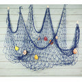 Mediterranean Fishing Net Decoration, Fish Netting with Seashell Decor, Nautical Party Decorations, Blue