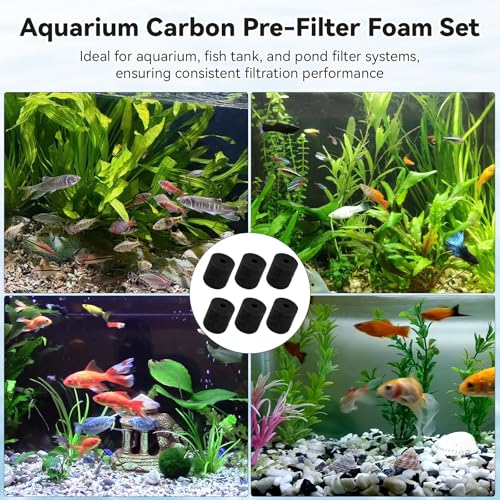 Aquarium Carbon Pre-Filter Foam Set Compatible with OASE BioMaster Filter, Canister Filter Sponge Replacement Media Pads for BioMaster Thermo 250 350 600 850, Fish Tank Pond Filter Parts, 6 Pack