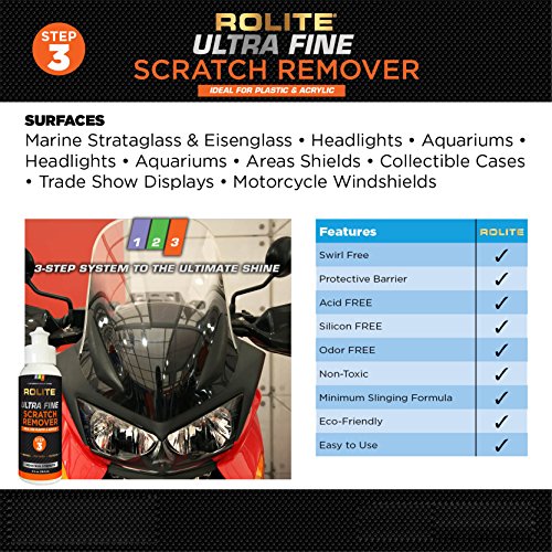 Rolite Ultra Fine Scratch Remover for Plastic & Acrylic Surfaces Including Marine Strataglass & Eisenglass, Headlights, Aquariums, 4oz,