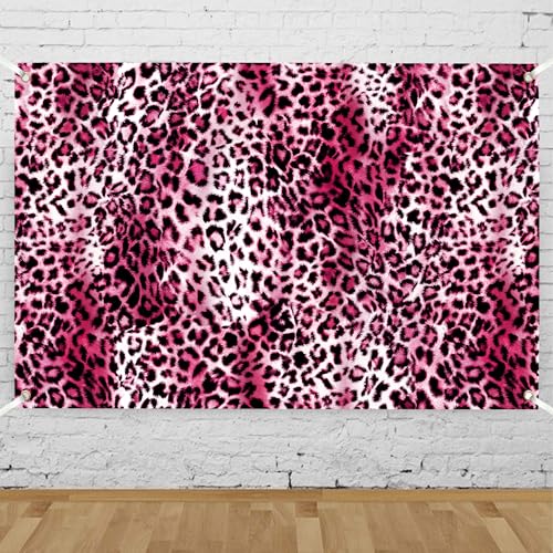 Leopard Wall Backdrop 7x5 FT Pink Cheetah Print Backdrops Animal Pattern Background for Photography Cheetah Birthday Party Decorations Photo Booth Prop Supplies - color: Pink, size: 7x5 FT