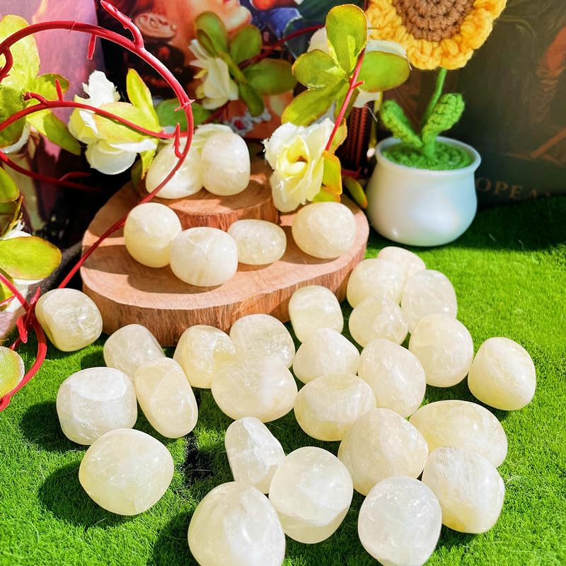 DUQGUHO Citrine Crystals Bulk Natural Irregular Polished Stones Tumbled Crystals Gemstone Rocks for Beginners Gift 200g - color: Citrine