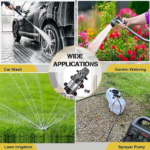12V DC Water Transfer Pump with 2 Hose Clamps 12 Volt Diaphragm Pump Self Priming Sprayer Pump with Pressure Switch 4.5 L/Min 1.2 GPM 80 PSI for Weed ATV Marine Boat