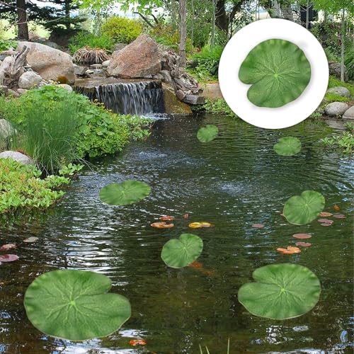 BRBASAP 6Pcs Realistic Floating Lily Pads for Ponds Artificial Foam Lotus Leaves for Pond Decor Plastic Water Lily Pads Foliage for Pool Koi Fish Patio Aquarium Lifelike Pond Plants