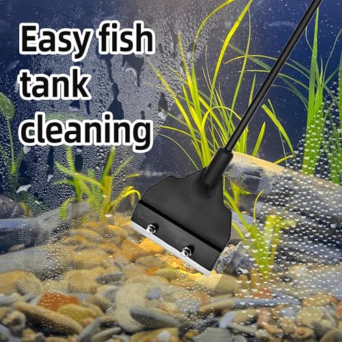 Aquarium Algae Scraper, 25.59 inch Length, 6 Replaceable Blades, Black（65cm/25.59in