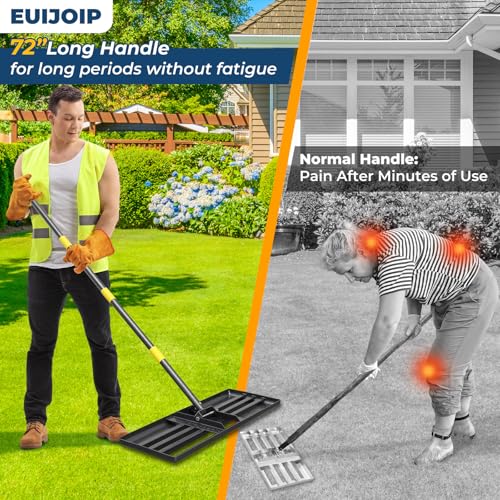 Lawn Leveling Rake 30"x10" for Lawn Care - 72" Extendable Stainless Steel Handle with Ergonomic Grip | Professional Grass Leveling Tool for Golf Courses, Soccer Fields, Backyard Turf Maintenance