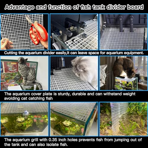 Adjustable Aquarium Fish Tank Divider Filter Bottom Plastic Grid Fish Tank Isolation Board Egg Crate Tray(White, 2pcs 11.8X11.8Inch with 0.35Inch Hole) - color: White, size: 2pcs 11.8X11.8Inch with 0.35Inch hole