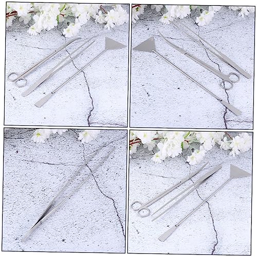 1set Stainless Steel Aquarium Cleaning Tool Kit Aquascaping Tweezers Scissors and Spatula for Plant Maintenance Set Storage Bag for Freshwater Aquariums