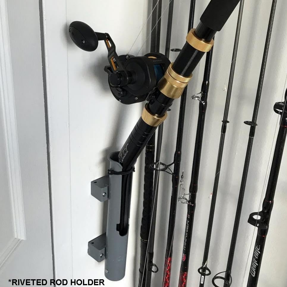 Riveted Rod Holder | Gray | Gimbal Pin for Nets, Gaffs, and Offshore Fishing Rods