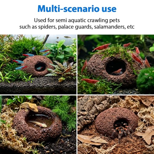 6Pcs Volcanic Rock Aquarium Hide, Plant Weight Holder, Natural Aquarium Decoration for Shrimp Fish Terrarium - size: Oval Volcanic Rock