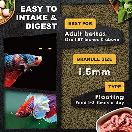 Ultra Fresh Betta Fish Food, Betta Pro Shrimp Patties, 50% Sword Prawns + Akiami Paste Shrimps, All Natural Protein, Rich in Calcium, for Betta's Healthy Development and Cleaner Water, 1.87 oz - size: 1.87 Ounce (Pack of 1)