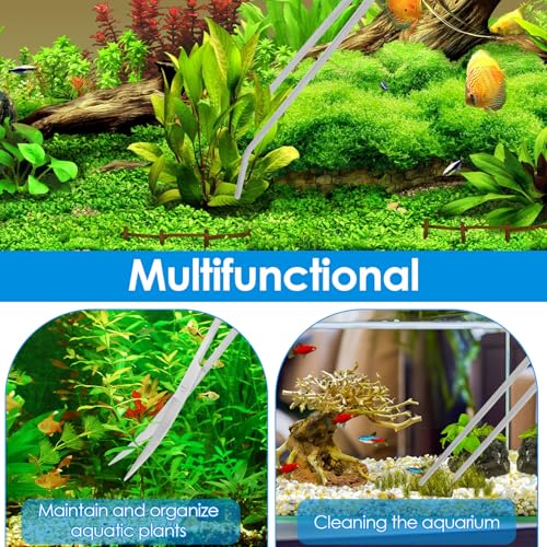 4 in 1 Aquarium Aquascape Kits Long 12 Inch Stainless Steel Aquatic Plant Aquascaping Tool Extra Long Aquascape Tools Sets Flexible for Fish Tank Cleaning Plant